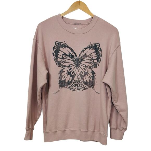 Hollister Butterfly Sweatshirt Dusty Rose Women's Size Medium - Picture 8 of 8